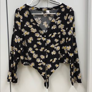 Divided floral crop top